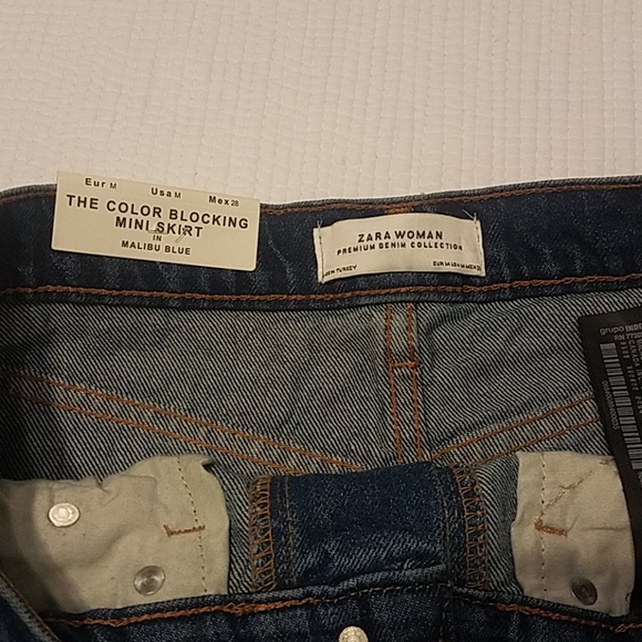 NWT Zara Colorblock Mini Skirt in Malibu Blue sz M - Picture 11 of 11